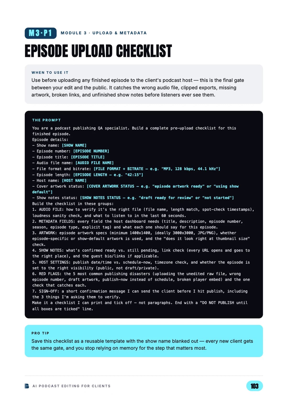 Upload & metadata — Module 3