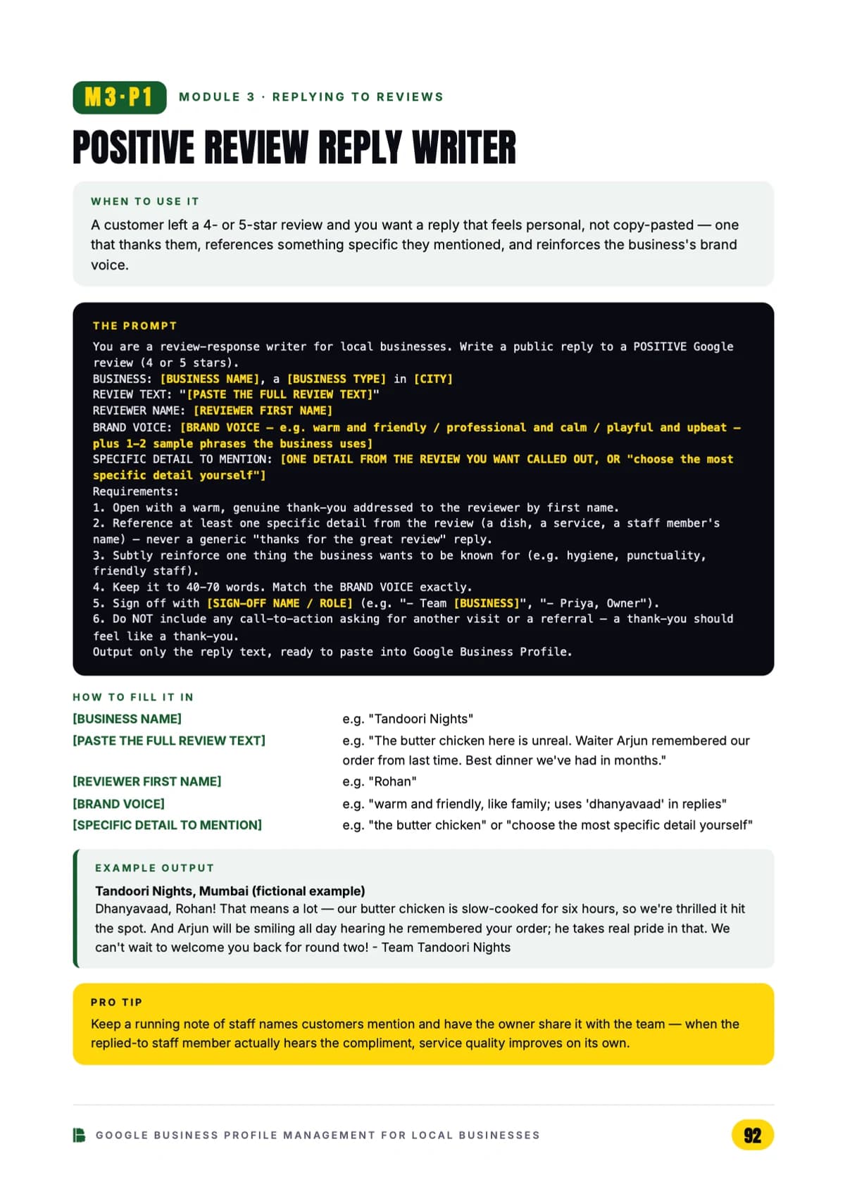 Replying to reviews — Module 3